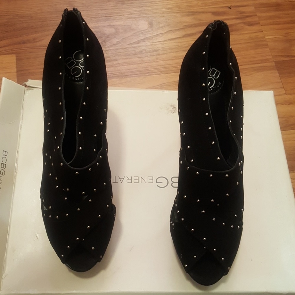 Ankle booties  black suede with silver studs